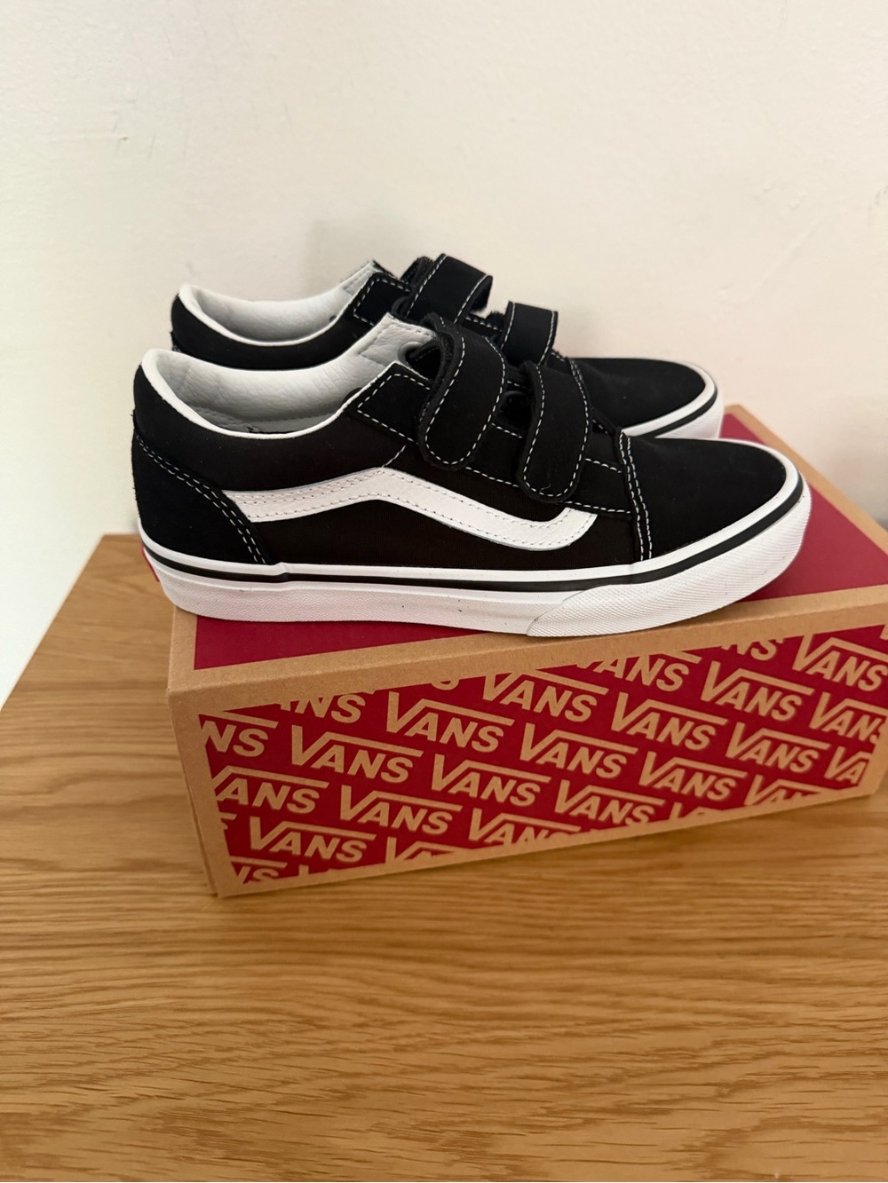 Vans Kids Black & White Triple Velcro Old Skool Sneakers